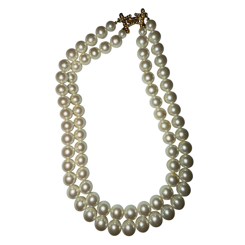 Vintage‎ Elegant Double Strand Faux Pearl Necklace